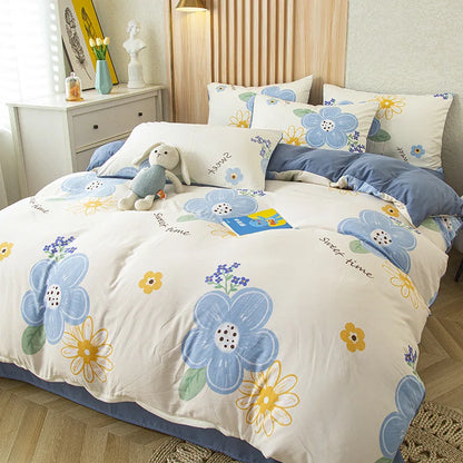 Decobites Flower Printed Washed Cotton Duvet Cover, Single/Queen/King Sizes