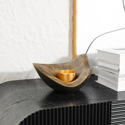 DecorBites™ Gold Geometric Candlestick Bowl - Elegant Home Decor & Centerpiece