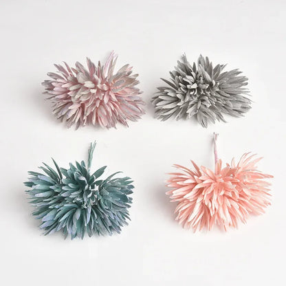باقة ديكور بايتس™ الصغيرة المصنوعة يدويًا من الحرير، 6 قطع، 12 سم، لتزيين المنزل والزفاف، زهور صناعية