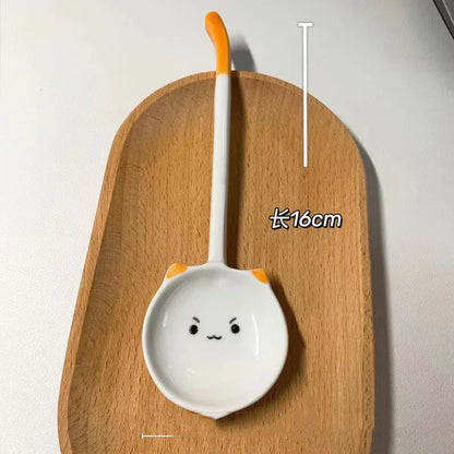 DecorBites™ Cute Cat Ceramic Spoon for Coffee, Desserts, and Ice Cream