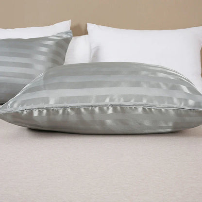 Decobites Luxury Satin Stripes Pillowcase | Soft Jacquard Pillow Cover for Queen & King Size