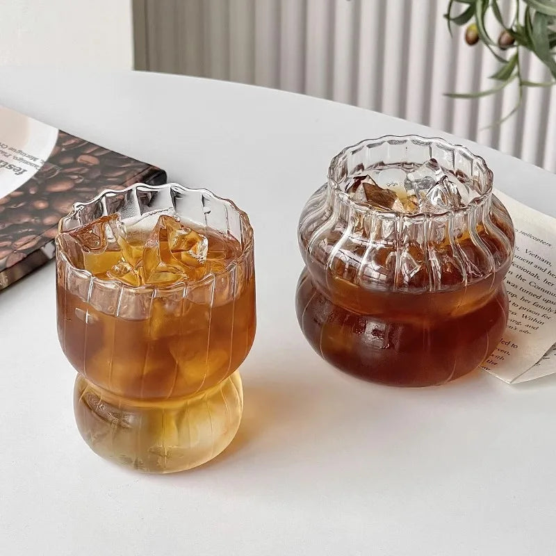 DecorBites™ Gourd Shape Glass Cup Set for Coffee, Whiskey, Wine, Yogurt - 300/520ml