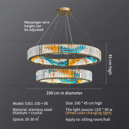 DecorBites™ Crystal Chandelier Ring Light Modern Elegant Dining Living Room Lighting