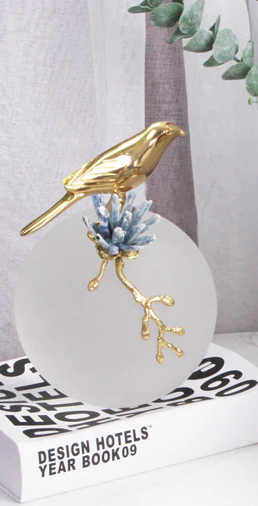 DecorBites™ Golden Bird Brass Sculpture Modern Home Decor Artwork Statue
