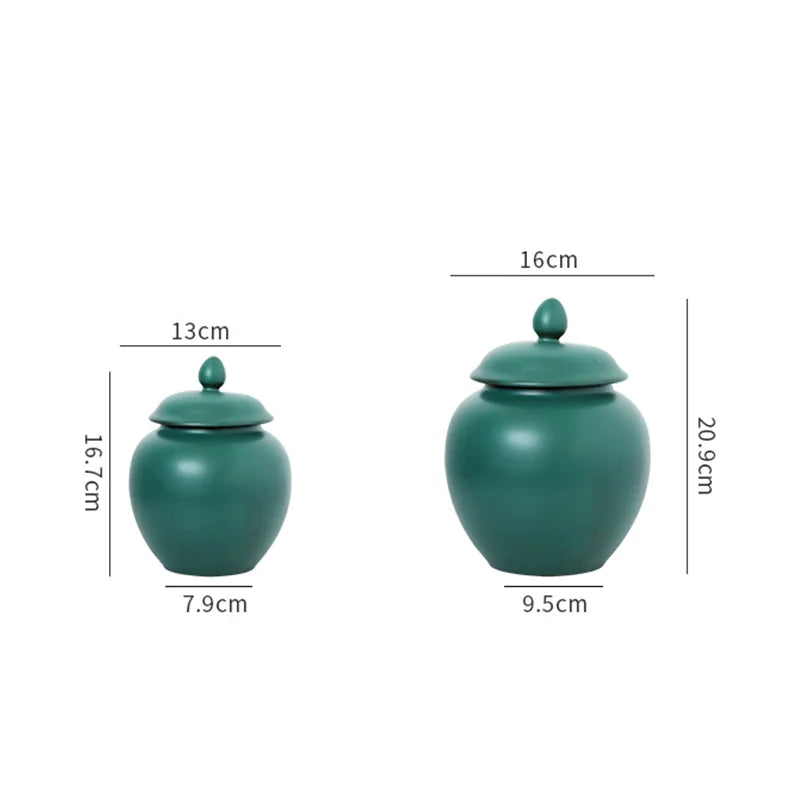 DecorBites™ Green Ceramic Tea Caddy Jar: Airtight Porcelain Storage Container, Kitchen Decoration Bottle