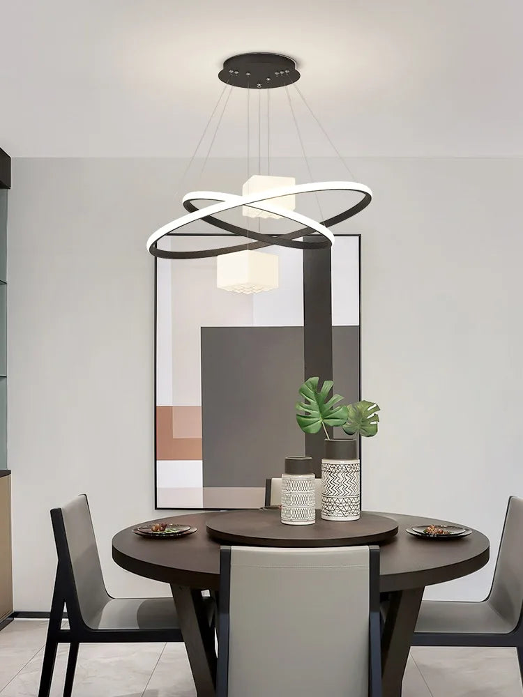 LED Modern Kitchen Chandelier 2-Ring Dimmable