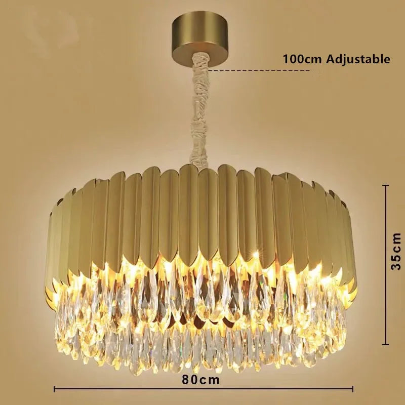 ثريا كريستال DecorBites™: مصباح LED دائري باللون الأسود الذهبي لغرفة المعيشة أو غرفة النوم