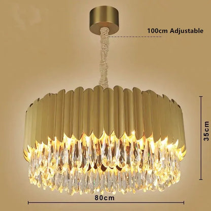 ثريا كريستال DecorBites™: مصباح LED دائري باللون الأسود الذهبي لغرفة المعيشة أو غرفة النوم