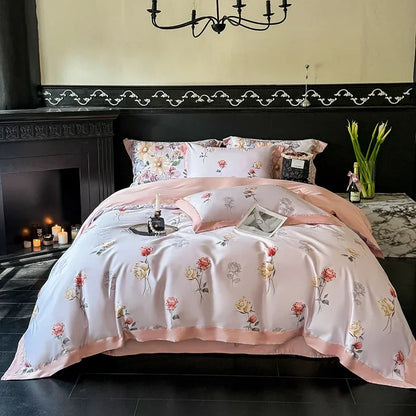DecorBites™ Egyptian Cotton Bedding Set: Queen King Full Size Sheet Pillowcase Comforter Cover