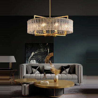 DecorBites™ Dimmable LED Copper Glass Chandelier for Living Room