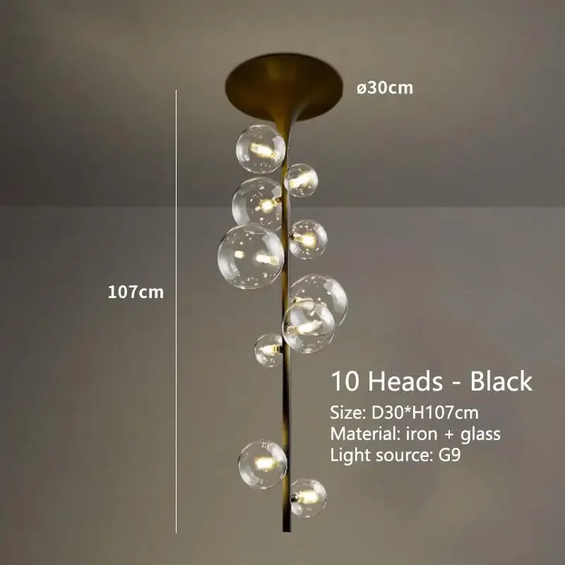 DecorBites™ LED Bubble Chandelier Clear Glass Ball Pendant Lamp for Dining Room & Bar