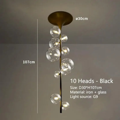 DecorBites™ LED Bubble Chandelier Clear Glass Ball Pendant Lamp for Dining Room & Bar