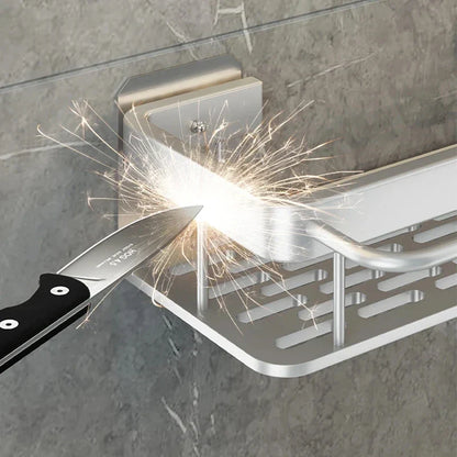 رف زاوية من الألومنيوم من DecorBites™: رف تخزين يُثبَّت على الحائط لمستلزمات الحمام والمطبخ