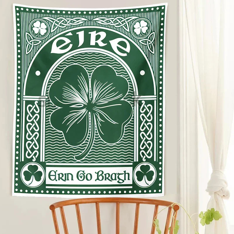 Decobites Clover Psychedelic Gothic Wall Tapestry St. Patrick's Day Celtic Art