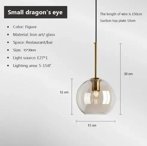 Nordic Glass Pendant Light With Iron Loft Frame