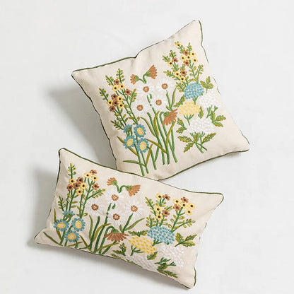DecorBites™ Daisy Floral Embroidery Pillow Cover Yellow Blue 45x45cm/30x50cm