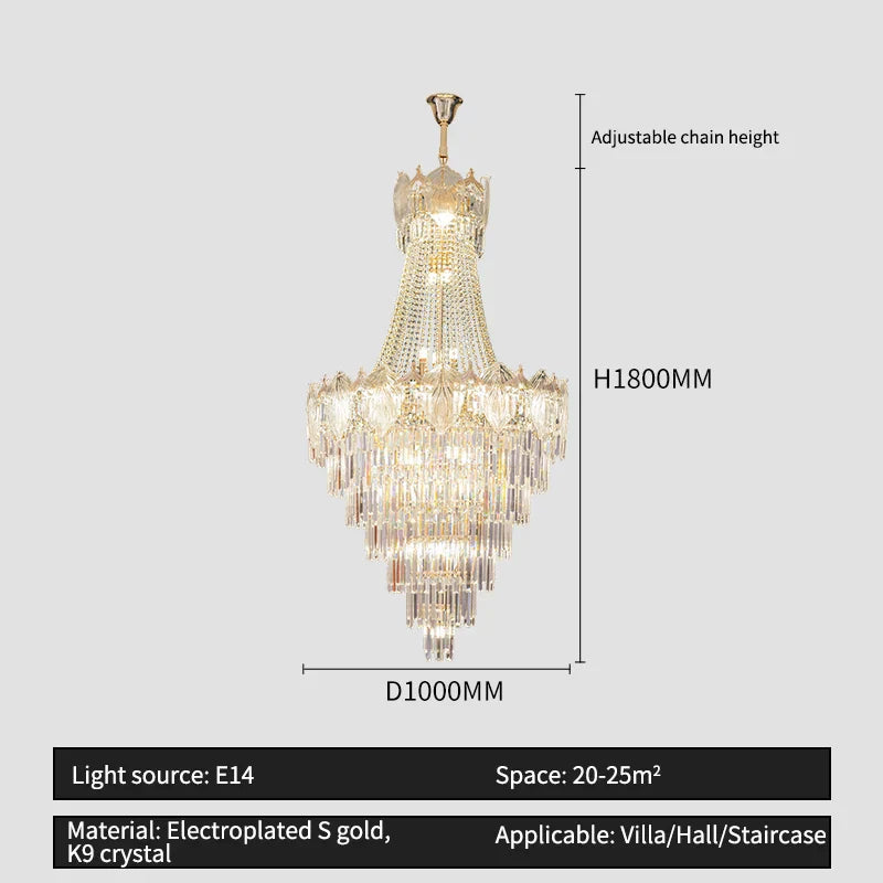 DecorBites™ Elegant Crystal Duplex Chandelier for Livingroom, Hotel, and Villa