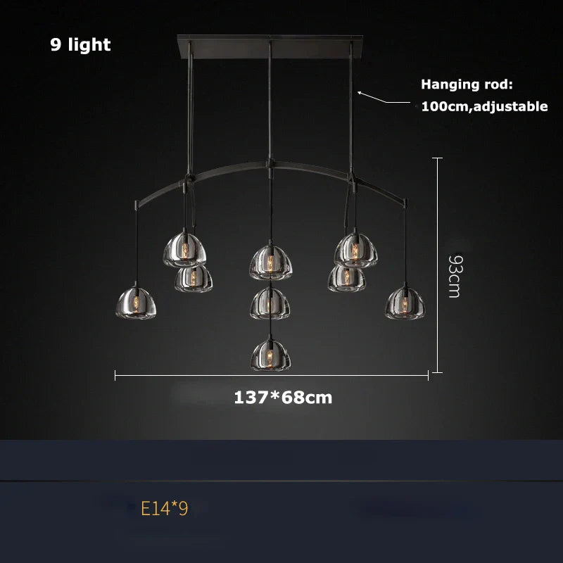 DecorBites™ Black Brass American Series Crystal Copper LED Chandelier for Dinning Room