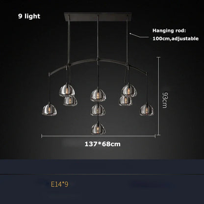 DecorBites™ Black Brass American Series Crystal Copper LED Chandelier for Dinning Room