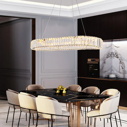 DecorBites™ Crystal Oval LED Chandelier: Nordic Design Pendant Light for Living, Bedroom, Hotel