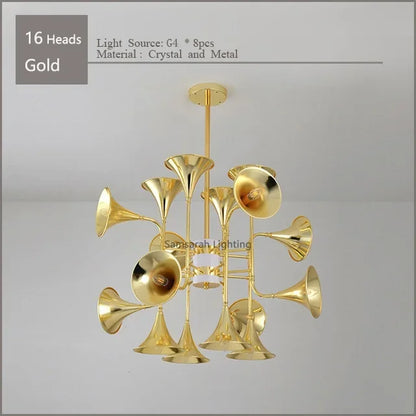 DecorBites™ Gold Flared Trumpet Chandelier for Kitchen, Hall, Study, Drawing Room