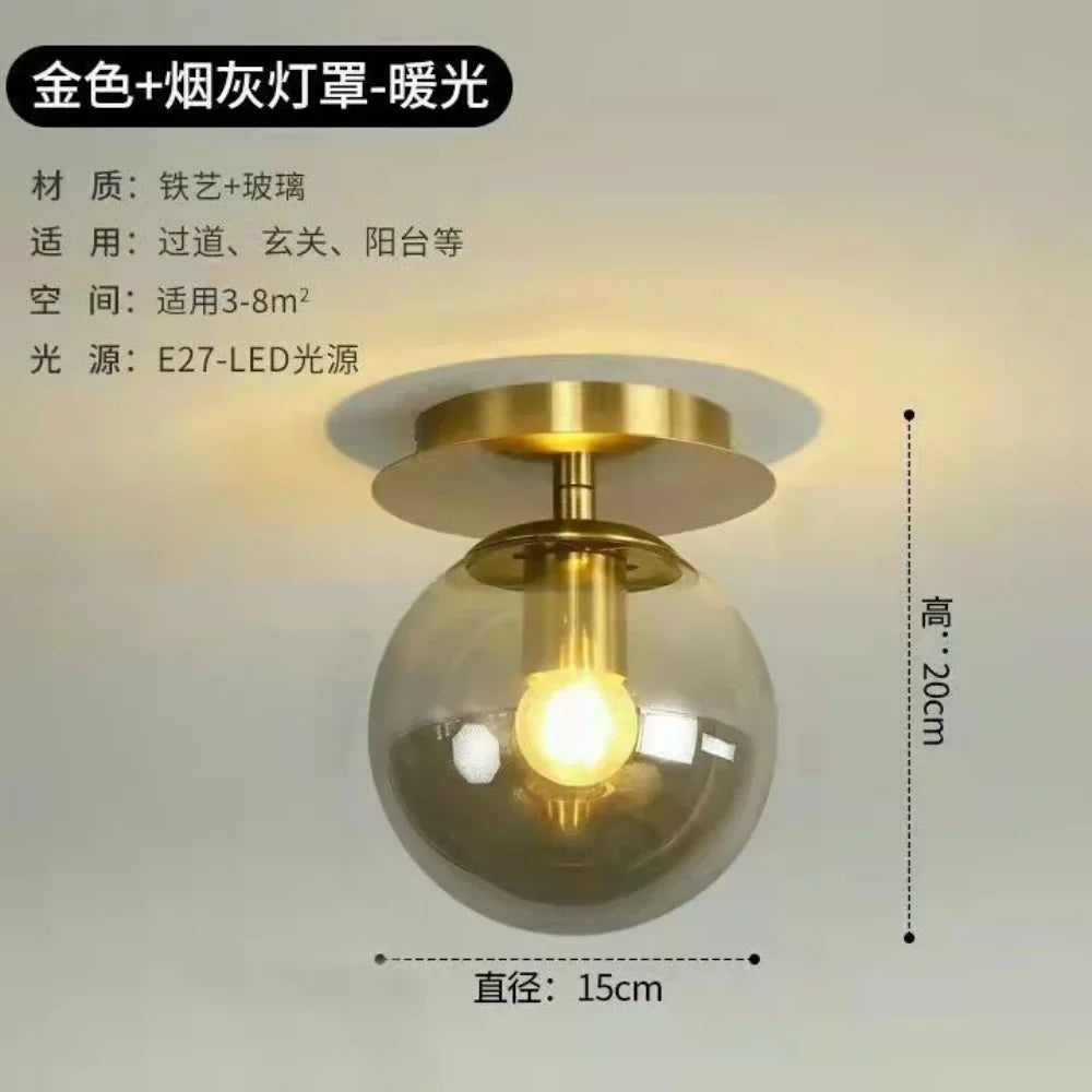 DecorBites™ Gold Ball Glass Ceiling Lamp: Modern Nordic Living Room Lights for Loft Decor