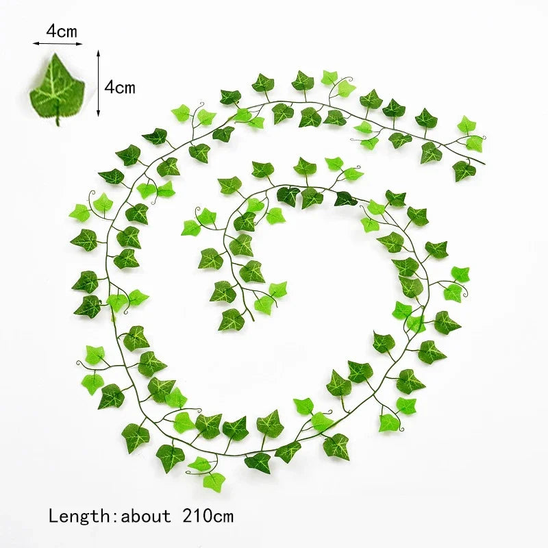 ديكور بايتس™ 12 قطعة من نباتات اللبلاب الأخضر الاصطناعية بطول 2.2 متر لتزيين الحائط