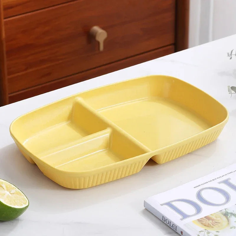 DecorBites™ Divided Dish Diet Plate with 3 Compartments, Microwave Safe Dinnerware for Adults