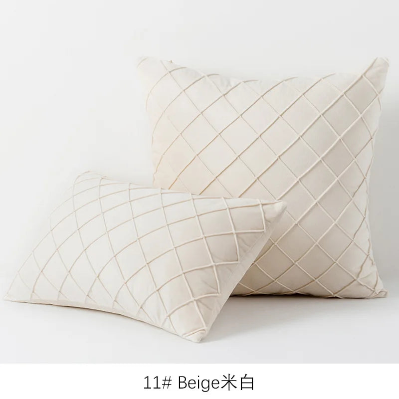 DecorBites™ Embroidered Lattice Cushion Cover Pleat - 45X45CM