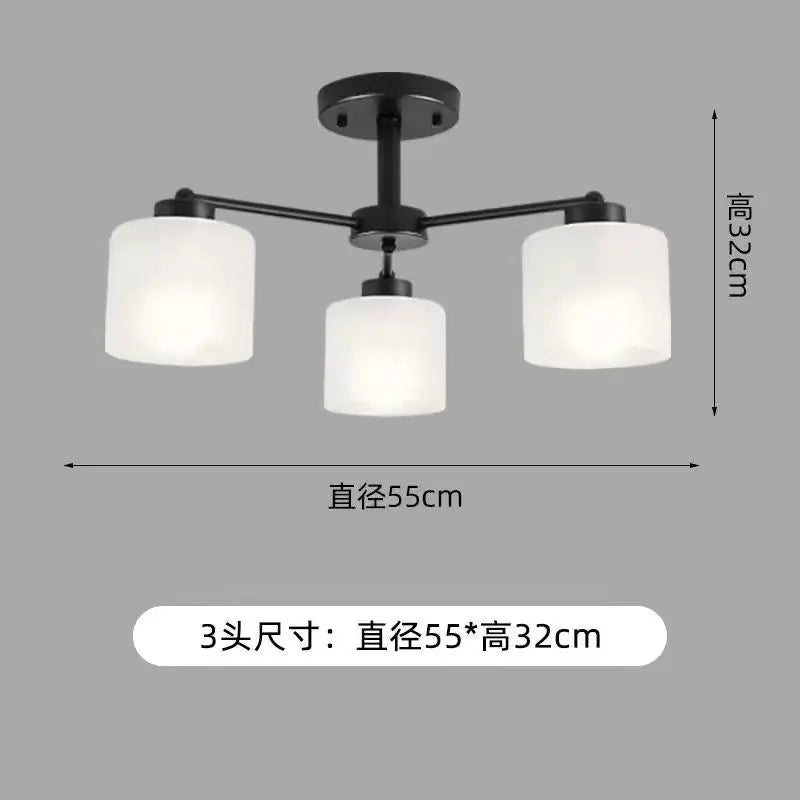 DecorBites™ LED Black/Gold Ceiling Chandelier with Lampshade for Elegant Living Room Decor