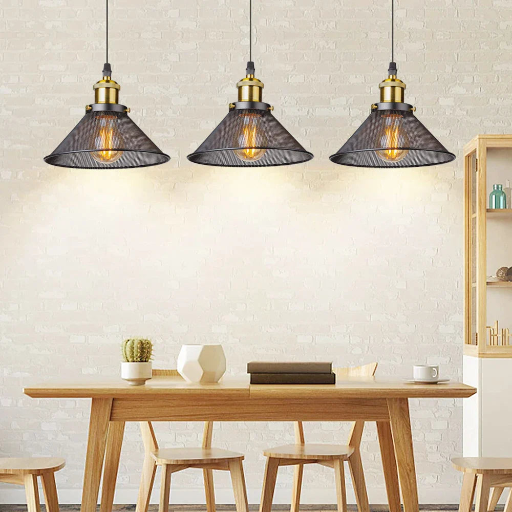 DecorBites™ Black Cage Pendant Light Iron Industrial Retro Lighting for Home Decor