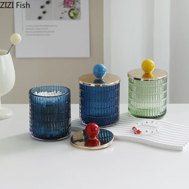 DecorBites™ Glass Tea Canister Candy Pot Ceramic Ball Decorative Storage Jar