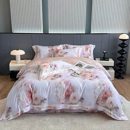 Decobites Flower Digital Print Duvet Cover Set Soft Silky Cool Bedding