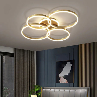 DecorBites™ LED Chandelier: Modern Living Study Bedroom Lamps, Round Rings Foyer Chandeliers Luminaire