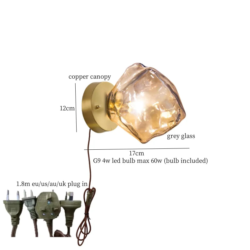 Lámpara de pared LED de cristal gris DecorBites™ para decoración e iluminación del hogar