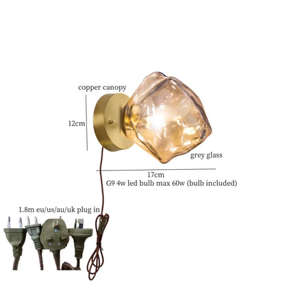 Lámpara de pared LED de cristal gris DecorBites™ para decoración e iluminación del hogar