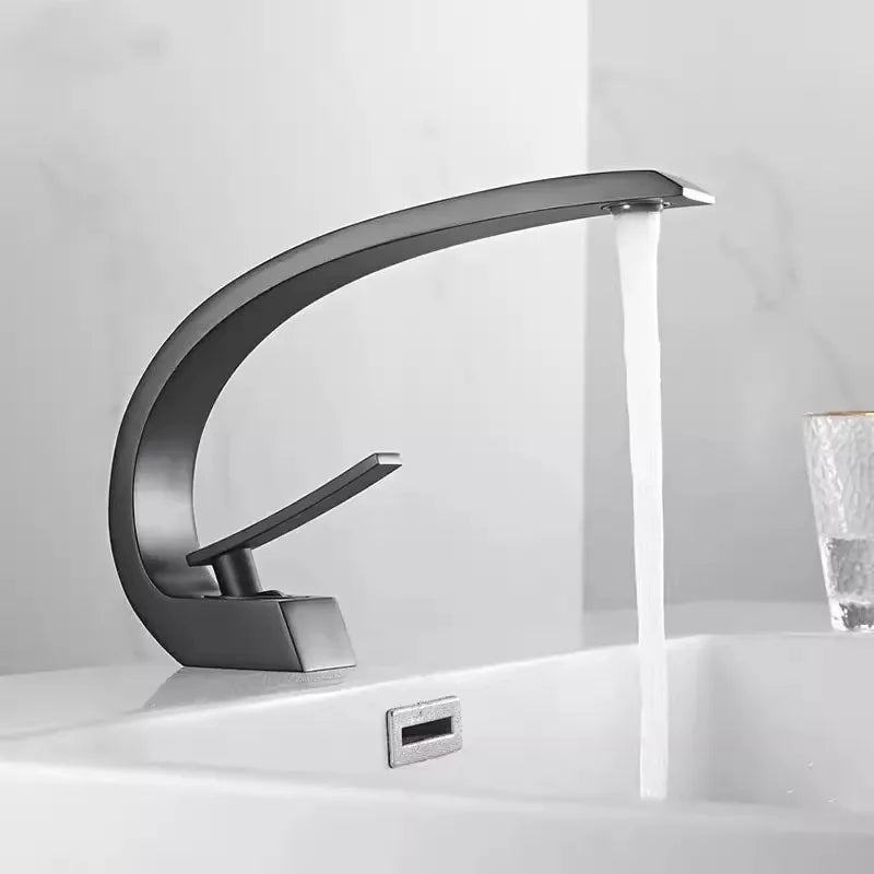 DecorBites™ Black & Gold Modern Basin Faucet with Single Handle for Bathroom