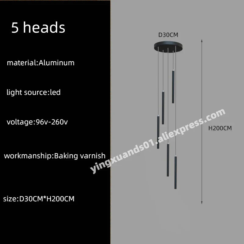 DecorBites™ LED Chandelier Stairs Pendant Ceiling Lamp for Hotel Lobby Decor