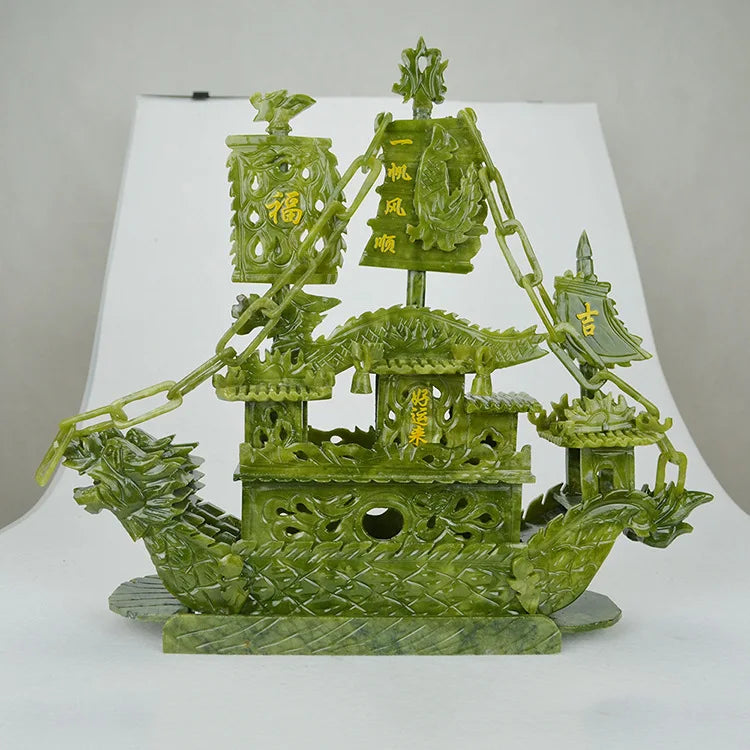 DecorBites™ Jade Dragon Boat Ornament - 38cm Luxury Collectible and Gift-Worthy Living Room Decor