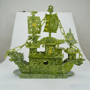 Decorbites™ Adorno de Barco Dragón de Jade - 38 cm Coleccionable de Lujo y Decoración para Sala de Estar Digna de Regalo