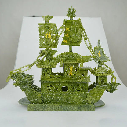 DecorBites™ Jade Dragon Boat Ornament - 38cm Luxury Collectible and Gift-Worthy Living Room Decor
