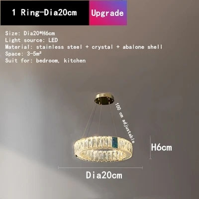 DecorBites™ Crystal Round Ceiling Chandelier LED Pendant for Kitchen Dining Room Villa