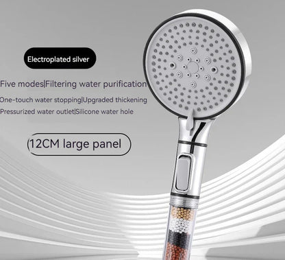 رأس دش DecorBites™ عالي الضغط بخمس سرعات من كبريتات الكالسيوم للتطهير والاسترخاء