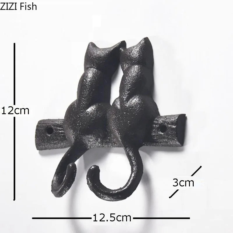 DecorBites™ Cat Hook Hanging Shelf: Decorative Cast Iron Wall Coat Rack for Outdoor Decoration