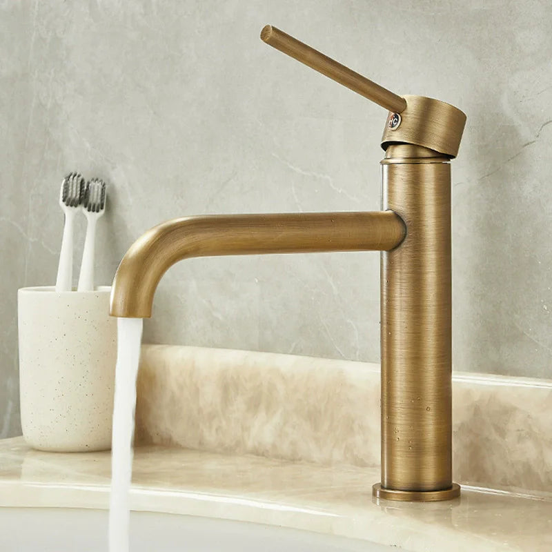 Tuqiu Antique Bathroom Faucet Brass Basin Faucet Sink Faucet Cold & Hot Water Mixer Sink Tap  Deck Mounted  Lavotory Faucet Tap