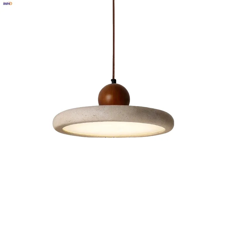 DecorBites™ LED Pendant Lamp Wood Globe Round Yellow Stone Hanging Lights
