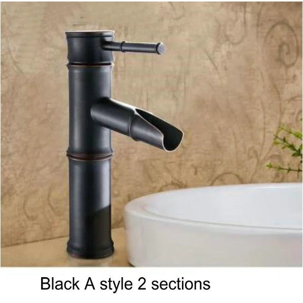 DecorBites™ Brass Basin Mixer Tap: Waterfall Faucet in Antique Bronze Black Finish