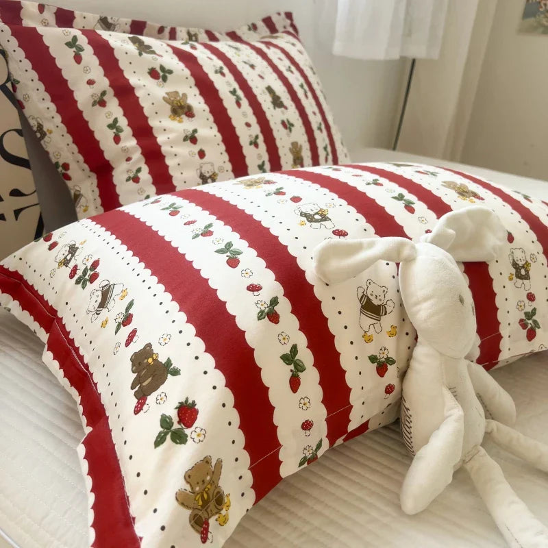 Decobites Korean Floral Cotton Pillowcase 40x60cm, 48x74cm, 50x80cm, Home Cushion Cover