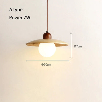 Lámpara colgante de madera estilo japonés color crema DecorBites™ para dormitorio y comedor