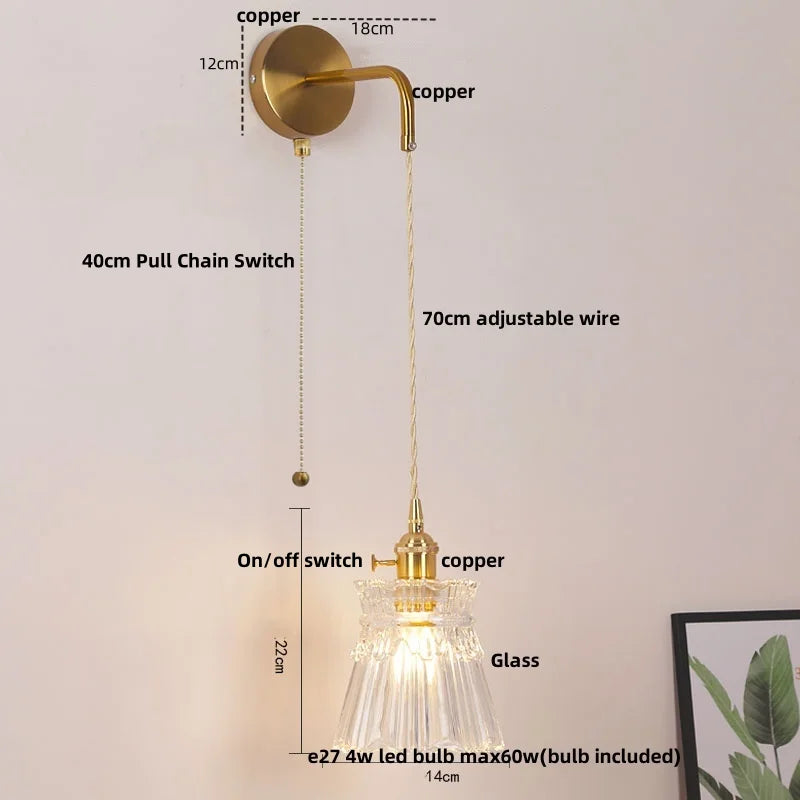 DecorBites™ LED Wall Lights Bar Bedroom Study Clear Glass Bedside Lamp Modern Stair Light Fixtures